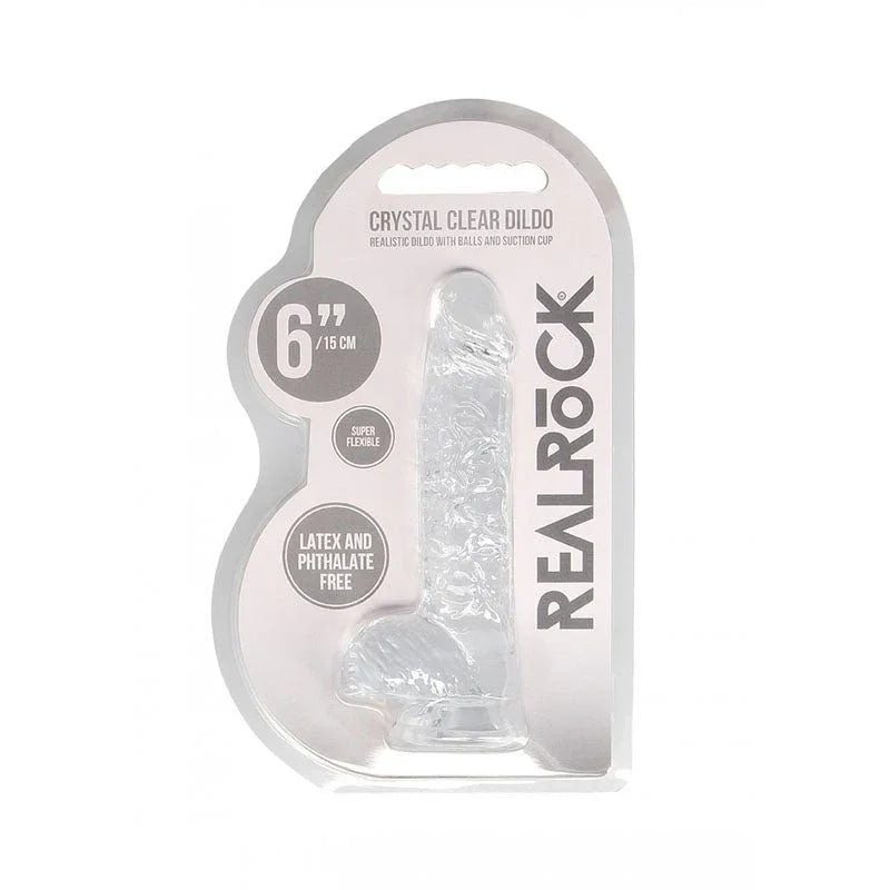 REALROCK 6'' Realistic Dildo With Balls - Clear 15.2 cm Dong – Sex toys NZ by Naughtyhut. Discreet delivery nationwide.