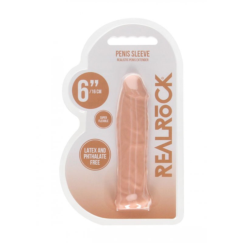 Buy REALROCK 6'' Realistic Penis Sleeve - Flesh 15.2 cm Penis Extension Sleeve – Naughtyhut NZ sex toys online. Discreet delivery & top brands.
