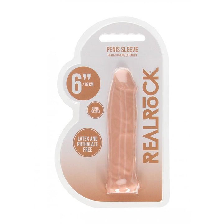 REALROCK 6'' Realistic Penis Sleeve - Flesh 15.2 cm Penis Extension Sleeve – Sex toys NZ by Naughtyhut. Discreet delivery nationwide.