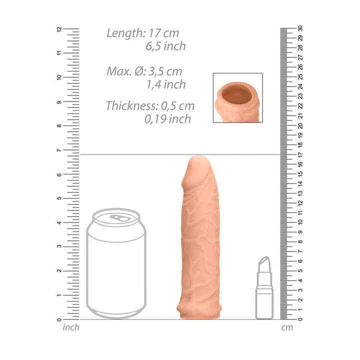 REALROCK 6'' Realistic Penis Sleeve - Flesh 15.2 cm Penis Extension Sleeve – Sex toys NZ by Naughtyhut. Discreet delivery nationwide.