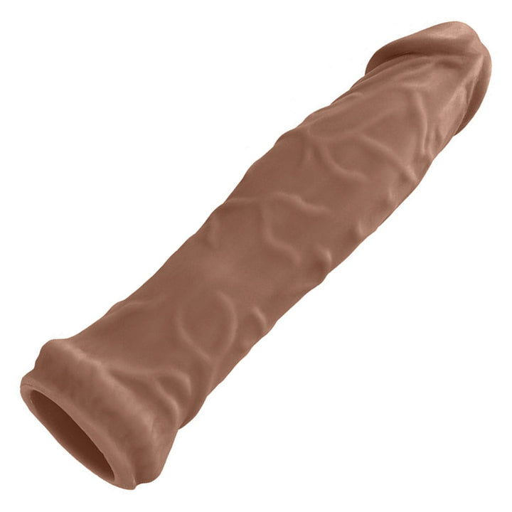 REALROCK 15.2 cm Realistic Penis Sleeve in Tan – open-ended penis sleeve on white