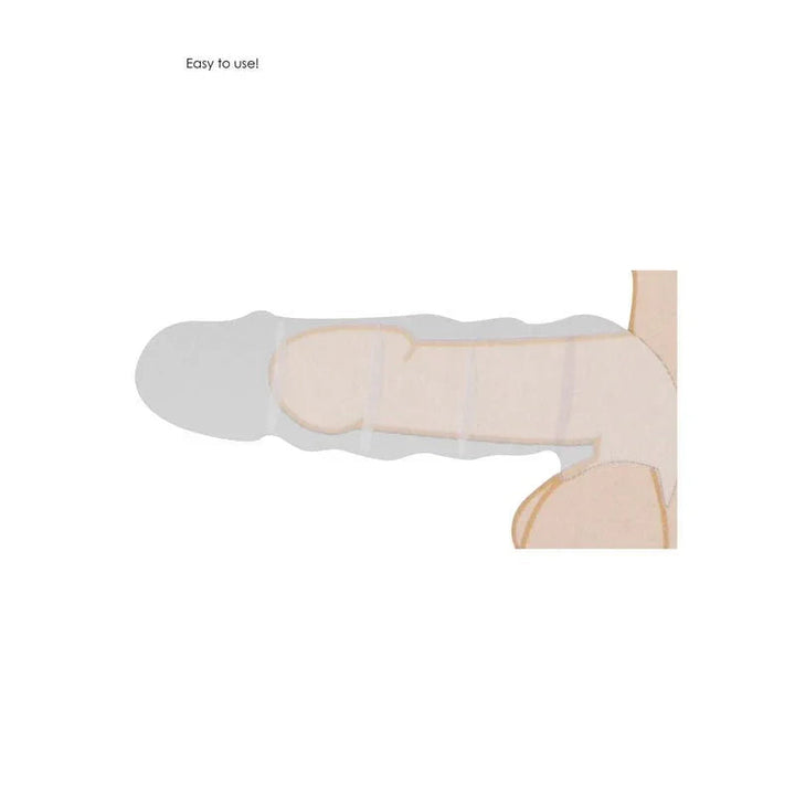REALROCK 17.8 cm Penis Extender Sleeve in Flesh, Easy to use diagram showing the sleeve fitted