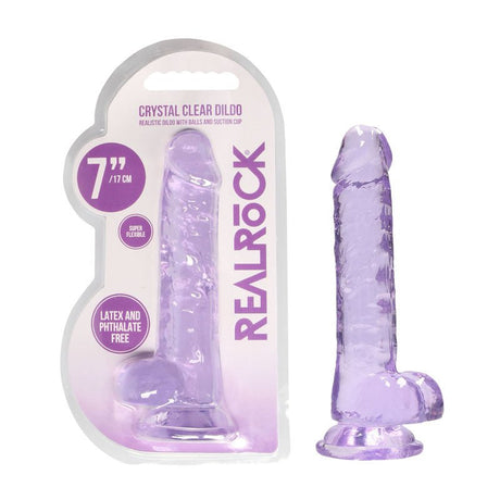 Buy REALROCK 7'' Realistic Dildo With Balls - Purple 17.8 cm Dong – Naughtyhut NZ sex toys online. Discreet delivery & top brands.