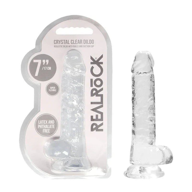 REALROCK 7'' Realistic Dildo With Balls - Clear 17.8 cm Dong – Sex toys NZ by Naughtyhut. Discreet delivery nationwide.