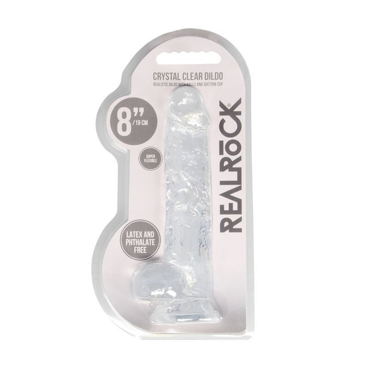 REALROCK 8'' Realistic Dildo With Balls - Clear 20.3 cm Dong – Sex toys NZ by Naughtyhut. Discreet delivery nationwide.