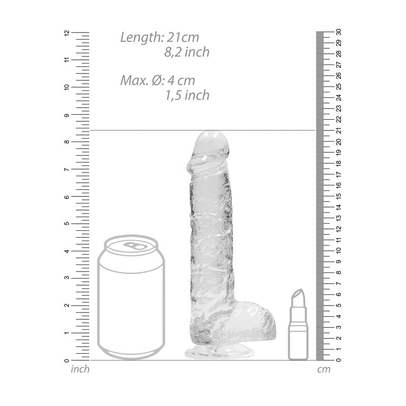REALROCK 8'' Realistic Dildo With Balls - Clear 20.3 cm Dong – Sex toys NZ by Naughtyhut. Discreet delivery nationwide.