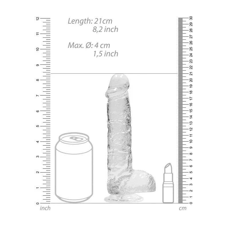REALROCK 8'' Realistic Dildo With Balls - Clear 20.3 cm Dong – Sex toys NZ by Naughtyhut. Discreet delivery nationwide.