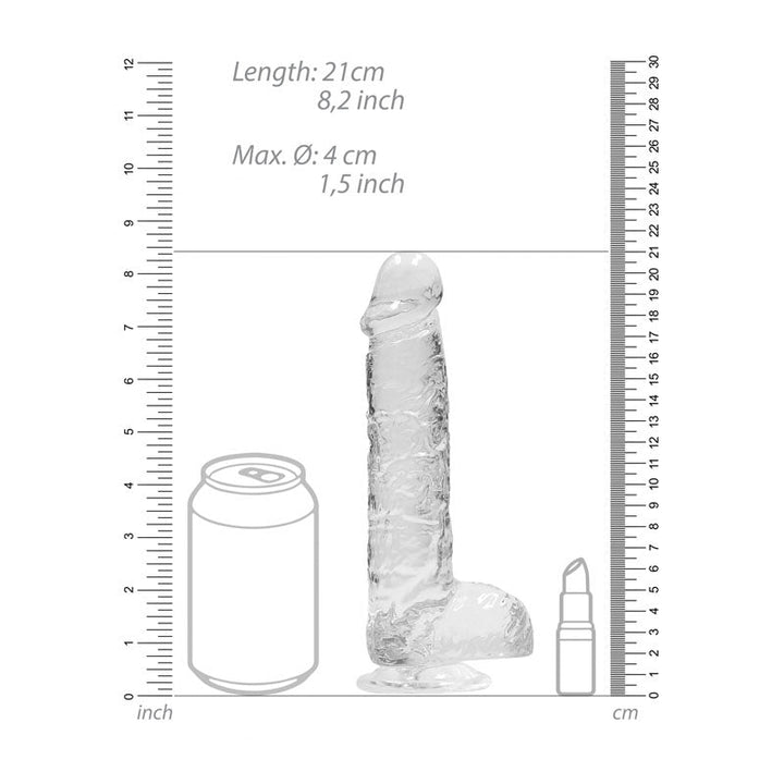 REALROCK 8'' Realistic Dildo With Balls - Clear 20.3 cm Dong – Sex toys NZ by Naughtyhut. Discreet delivery nationwide.