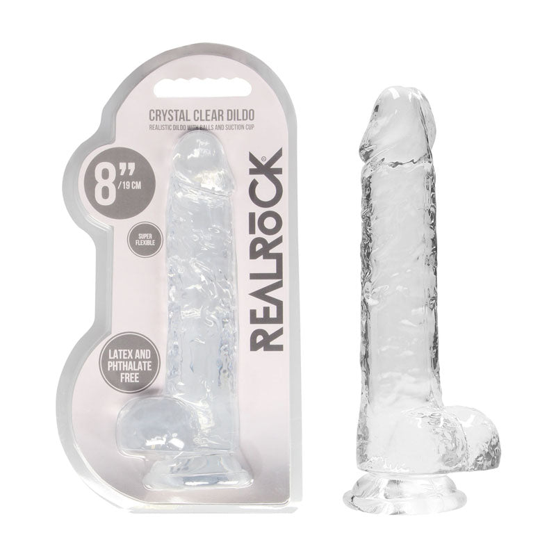 REALROCK 8'' Realistic Dildo With Balls - Clear 20.3 cm Dong – Sex toys NZ by Naughtyhut. Discreet delivery nationwide.