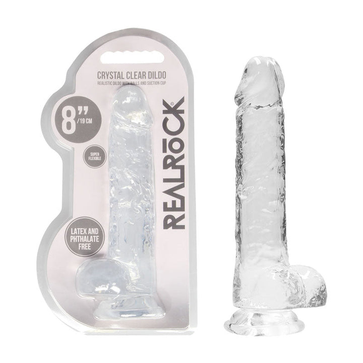REALROCK 8'' Realistic Dildo With Balls - Clear 20.3 cm Dong – Sex toys NZ by Naughtyhut. Discreet delivery nationwide.