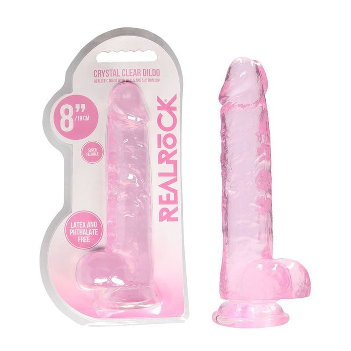 REALROCK 8'' Realistic Dildo With Balls - Pink 20.3 cm Dong – Sex toys NZ by Naughtyhut. Discreet delivery nationwide.