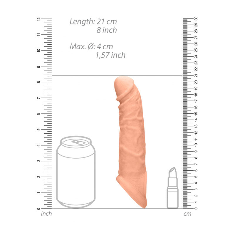 REALROCK 8'' Realistic Penis Extender with Rings - Flesh 20.3 cm Penis Extension Sleeve – Sex toys NZ by Naughtyhut. Discreet delivery nationwide.