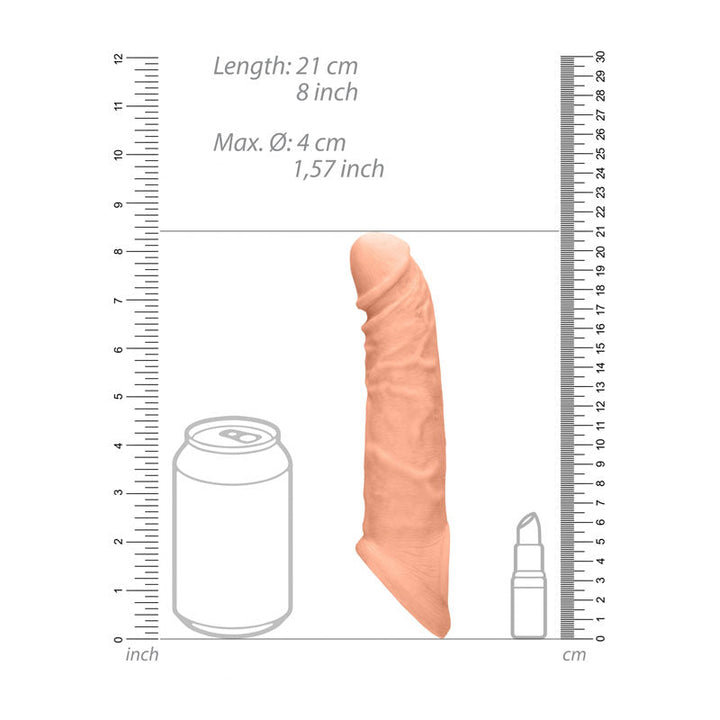 REALROCK 8'' Realistic Penis Extender with Rings - Flesh 20.3 cm Penis Extension Sleeve – Sex toys NZ by Naughtyhut. Discreet delivery nationwide.
