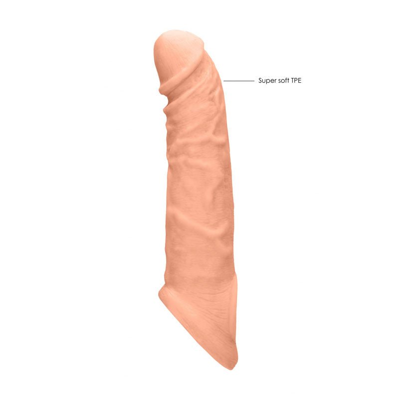 REALROCK 8'' Realistic Penis Extender with Rings - Flesh 20.3 cm Penis Extension Sleeve – Sex toys NZ by Naughtyhut. Discreet delivery nationwide.