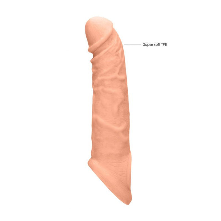 REALROCK 8'' Realistic Penis Extender with Rings - Flesh 20.3 cm Penis Extension Sleeve – Sex toys NZ by Naughtyhut. Discreet delivery nationwide.