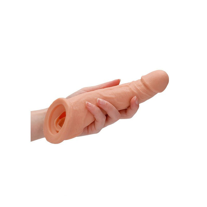 REALROCK 8'' Realistic Penis Extender with Rings - Flesh 20.3 cm Penis Extension Sleeve – Sex toys NZ by Naughtyhut. Discreet delivery nationwide.