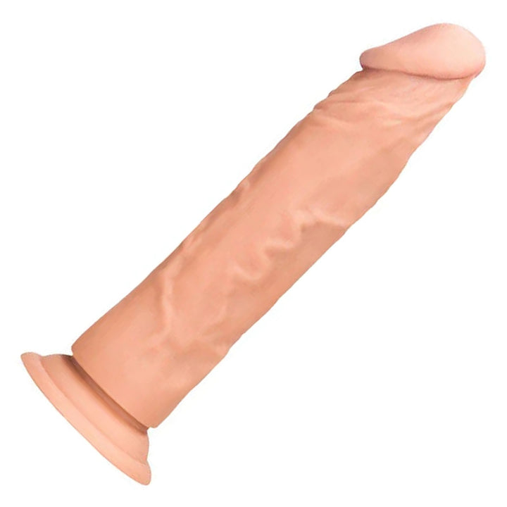 REALROCK 22.9 cm Realistic Dildo in Flesh – full length with suction base on white