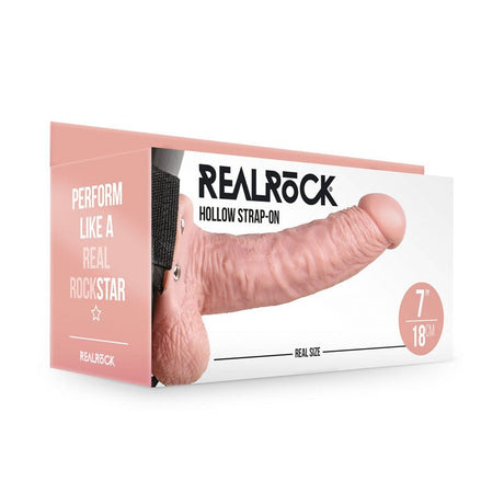 Buy REALROCK Hollow Strap - On with Balls - 18 cm Flesh - Flesh 18 cm Hollow Strap - On – Naughtyhut NZ sex toys online. Discreet delivery & top brands.