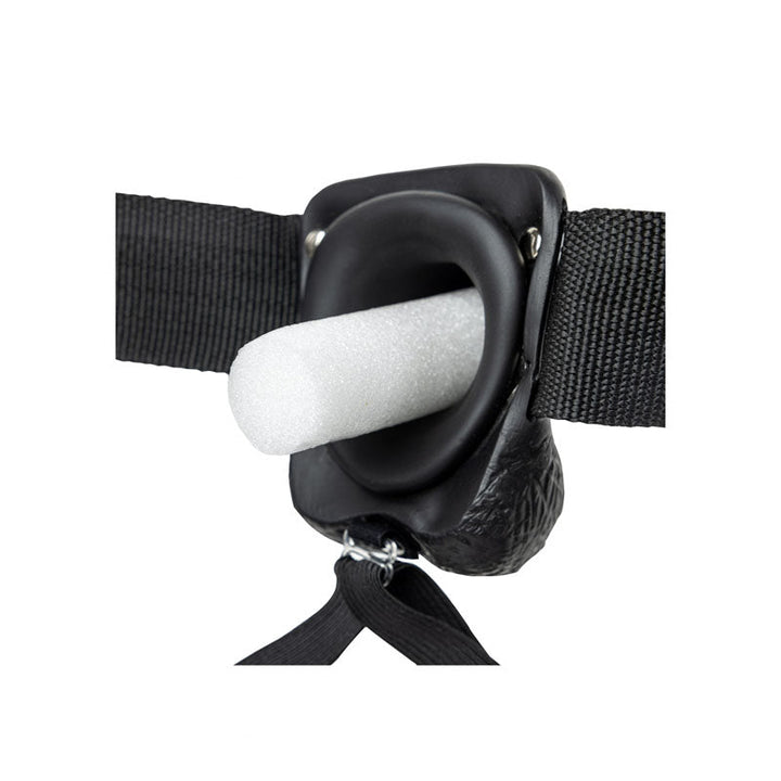 REALROCK Hollow Strapon with Balls - 23 cm Black - Black 23 cm Hollow Strap - On – Sex toys NZ by Naughtyhut. Discreet delivery nationwide.