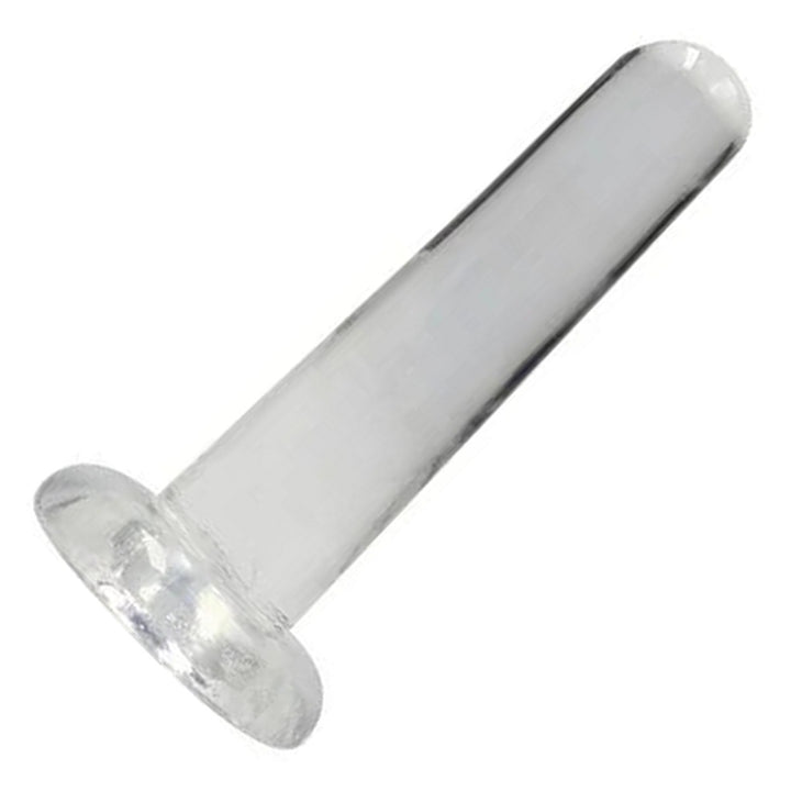 REALROCK 13.5 cm Non-Realistic Dildo in Clear – full length with suction base on white