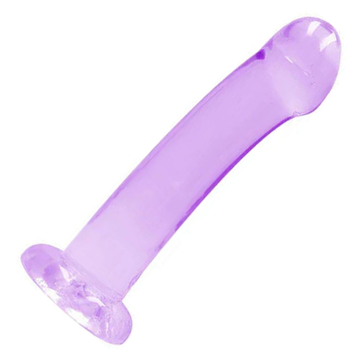 REALROCK 17 cm Non-Realistic Curved Dildo in Purple – full length with suction base on white