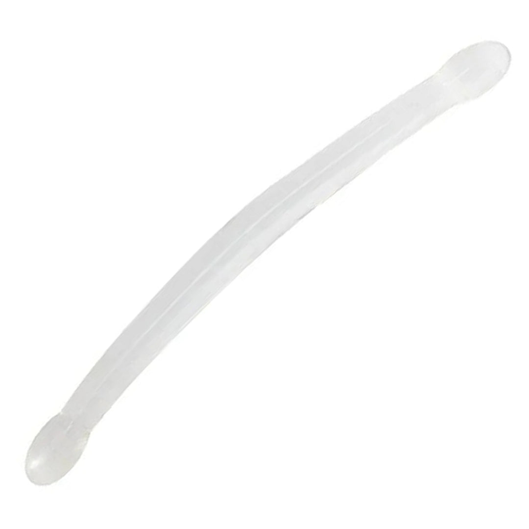 REALROCK 42 cm Non-Realistic Double Dildo in Clear – full length double-ended shaft on white