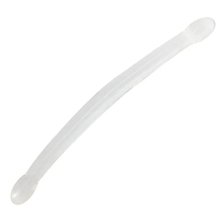 REALROCK 42 cm Non-Realistic Double Dildo in Clear – full length double-ended shaft on white