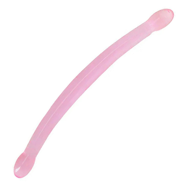 REALROCK 42 cm Non-Realistic Double Dildo in Pink – full length double-ended shaft on white