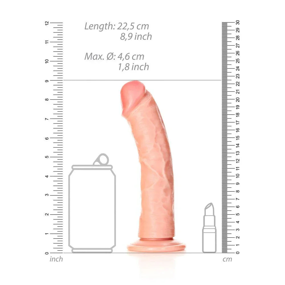 REALROCK Realistic Regular Curved Dildo with Suction Cup - 20 cm - Flesh 20 cm (8'') Dong – Sex toys NZ by Naughtyhut. Discreet delivery nationwide.