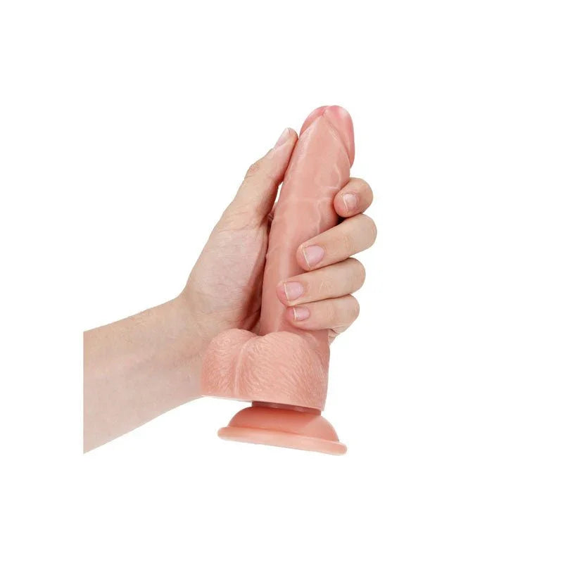REALROCK Realistic Regular Curved Dong with Balls - 18 cm - Flesh 18 cm (7'') Dong – Sex toys NZ by Naughtyhut. Discreet delivery nationwide.