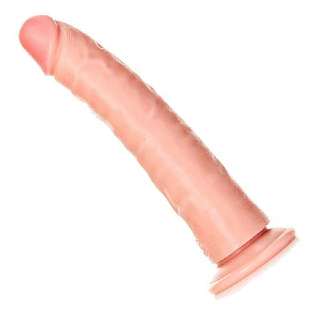 REALROCK 18 cm Realistic Slim Dildo in Flesh – full length with suction base on white