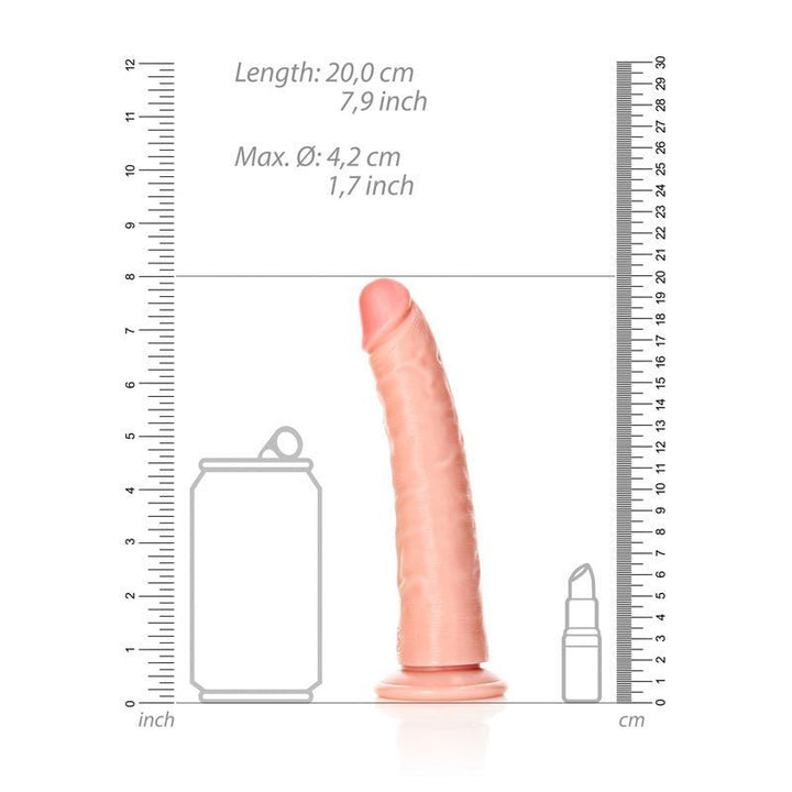 REALROCK Realistic Slim Dildo with Suction Cup - 18cm - Flesh 18 cm (7'') Dong – Sex toys NZ by Naughtyhut. Discreet delivery nationwide.