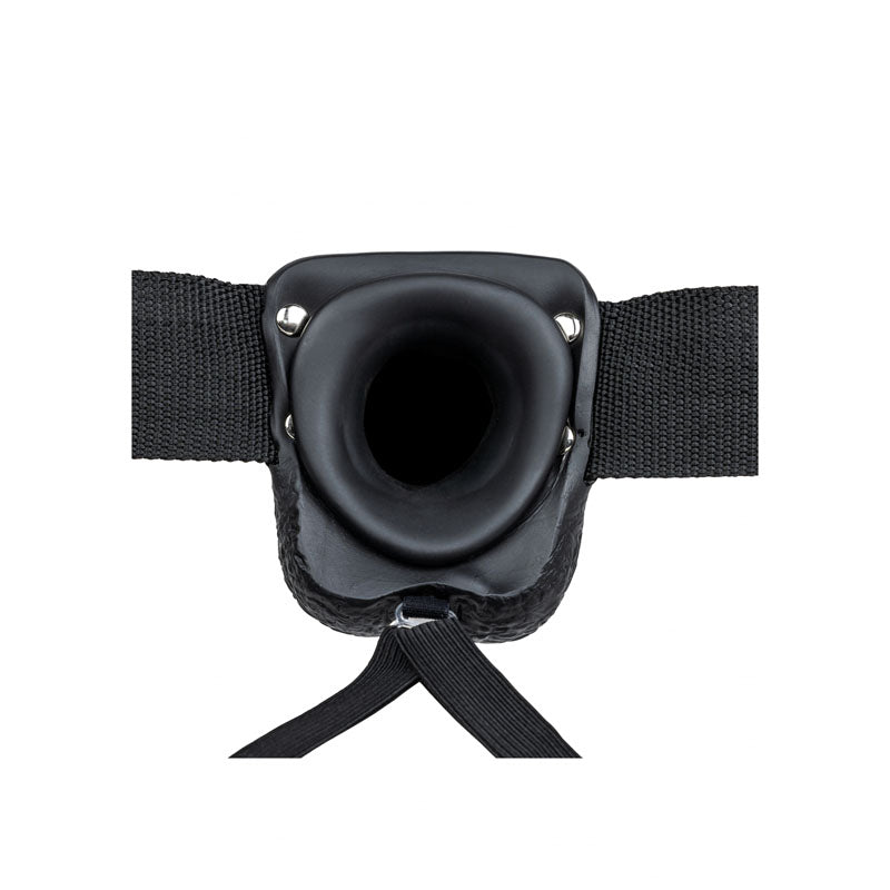REALROCK Vibrating Hollow Strapon + Balls - 23cm Black - Black 23 cm Vibrating Hollow Strap - On – Sex toys NZ by Naughtyhut. Discreet delivery nationwide.