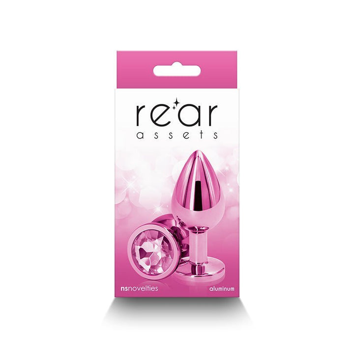 Rear Assets - Medium - Pink - Pink 8.2 cm Medium Metal Butt Plug with Pink Round Gem Base – Sex toys NZ by Naughtyhut. Discreet delivery nationwide.
