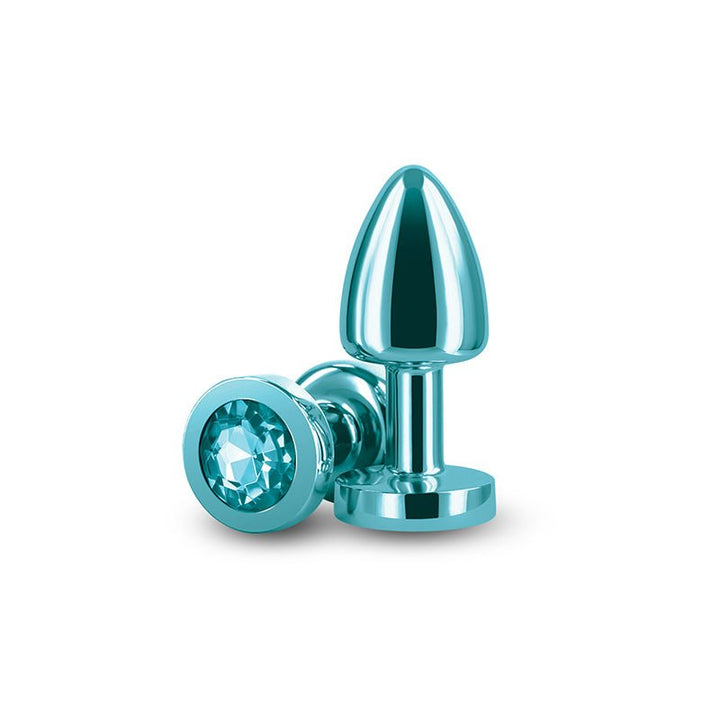 Rear Assets Petite - Teal - Teal 6 cm Metal Butt Plug with Teal Round Gem Base – Sex toys NZ by Naughtyhut. Discreet delivery nationwide.