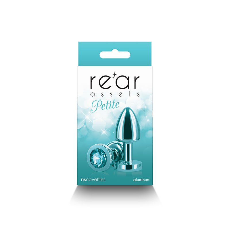 Buy Rear Assets Petite - Teal - Teal 6 cm Metal Butt Plug with Teal Round Gem Base – Naughtyhut NZ sex toys online. Discreet delivery & top brands.