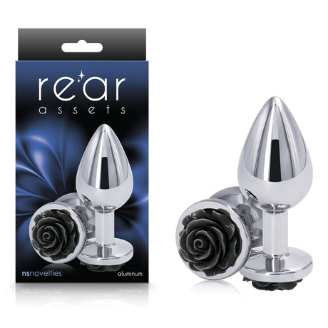 Buy Rear Assets Rose - Medium - Chrome 8.9 cm Metal Butt Plug with Black Rose Base at NZ’s Mega Adult Toys Store. Discover premium sex toys with discreet shipping at the best price in NZ