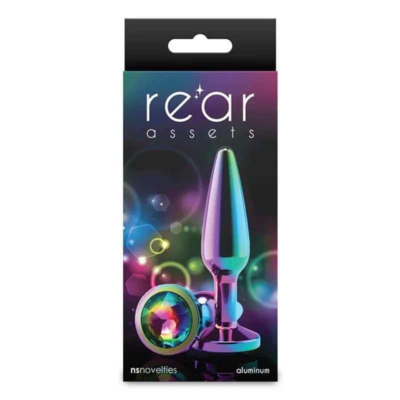 Rear Assets Tapered box in rainbow, multicoloured plug with its rainbow gem base