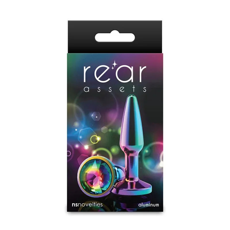 Rear Assets Tapered small box in rainbow, plug with its rainbow gem base pictured