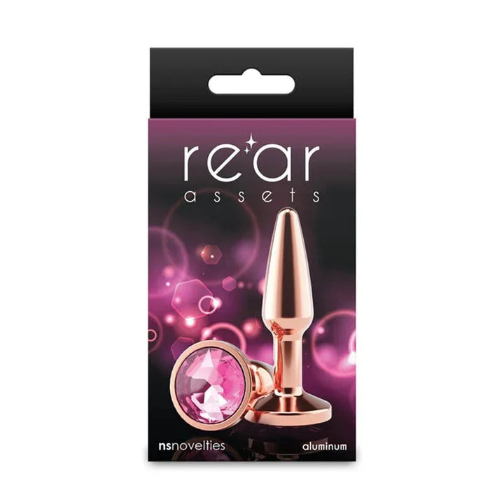 Rear Assets Tapered small box in pink, rose gold plug with its pink gem base