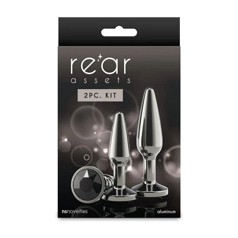Rear Assets Tapered Trainer Kit 2pc box in black, plugs and black gem base pictured