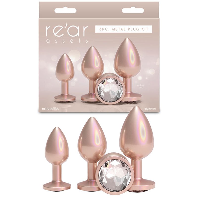 Rear Assets Trainer Kit - Iridescent Champagne - Iridescent Champagne Metallic Butt Plugs - Set of 3 Sizes – Sex toys NZ by Naughtyhut. Discreet delivery nationwide.