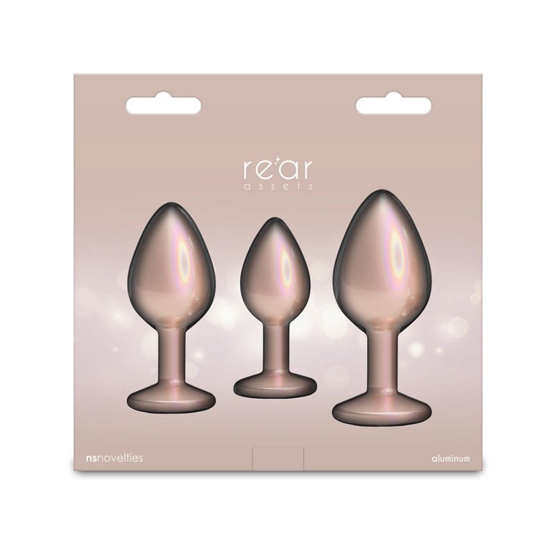 Rear Assets Trainer Kit - Iridescent Champagne - Iridescent Champagne Metallic Butt Plugs - Set of 3 Sizes – Sex toys NZ by Naughtyhut. Discreet delivery nationwide.