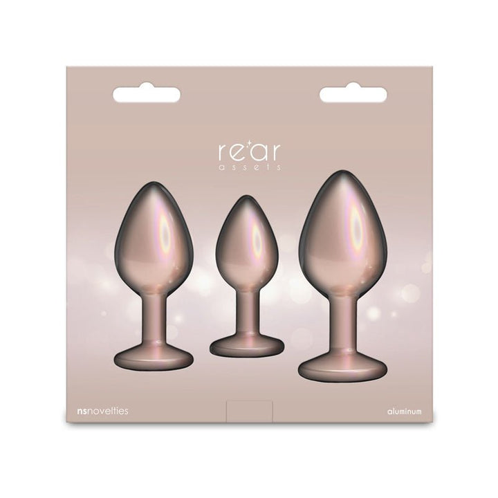 Rear Assets Trainer Kit - Iridescent Champagne - Iridescent Champagne Metallic Butt Plugs - Set of 3 Sizes – Sex toys NZ by Naughtyhut. Discreet delivery nationwide.
