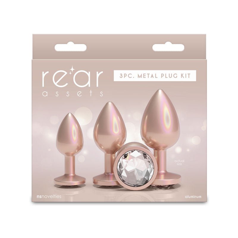 Rear Assets Trainer Kit - Iridescent Champagne - Iridescent Champagne Metallic Butt Plugs - Set of 3 Sizes – Sex toys NZ by Naughtyhut. Discreet delivery nationwide.