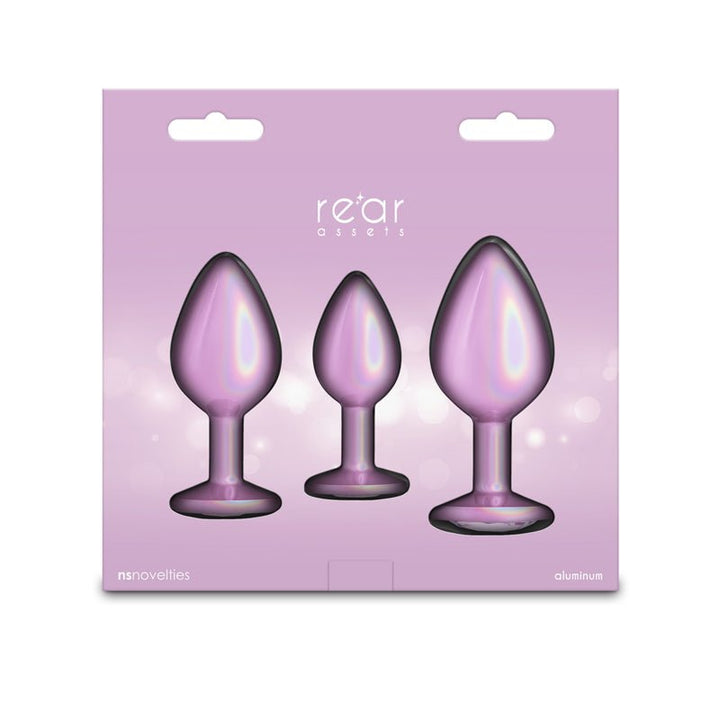 Rear Assets Trainer Kit - Iridescent Pink - Iridescent Pink Metallic Butt Plugs - Set of 3 Sizes – Sex toys NZ by Naughtyhut. Discreet delivery nationwide.