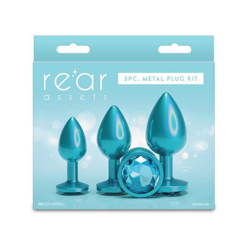Rear Assets Trainer Kit - Iridescent Teal - Iridescent Teal Metallic Butt Plugs - Set of 3 Sizes – Sex toys NZ by Naughtyhut. Discreet delivery nationwide.