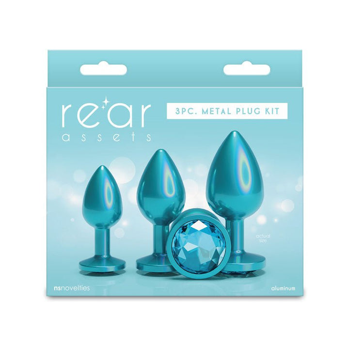 Rear Assets Trainer Kit - Iridescent Teal - Iridescent Teal Metallic Butt Plugs - Set of 3 Sizes – Sex toys NZ by Naughtyhut. Discreet delivery nationwide.