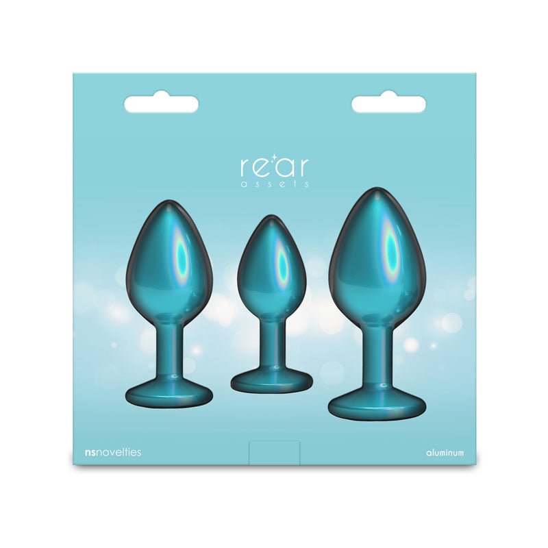Rear Assets Trainer Kit - Iridescent Teal - Iridescent Teal Metallic Butt Plugs - Set of 3 Sizes – Sex toys NZ by Naughtyhut. Discreet delivery nationwide.