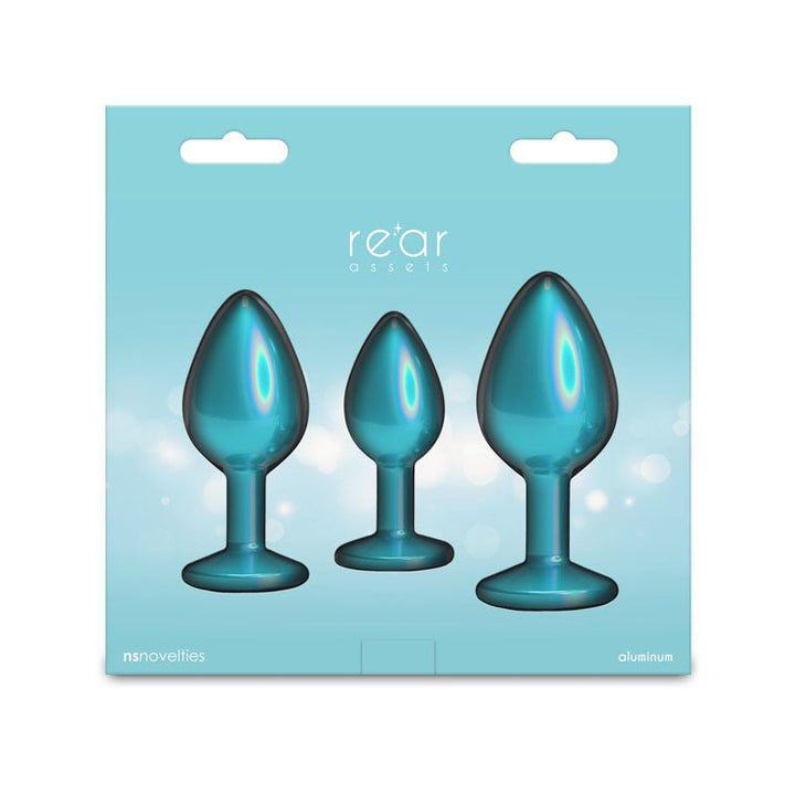 Rear Assets Trainer Kit - Iridescent Teal - Iridescent Teal Metallic Butt Plugs - Set of 3 Sizes – Sex toys NZ by Naughtyhut. Discreet delivery nationwide.